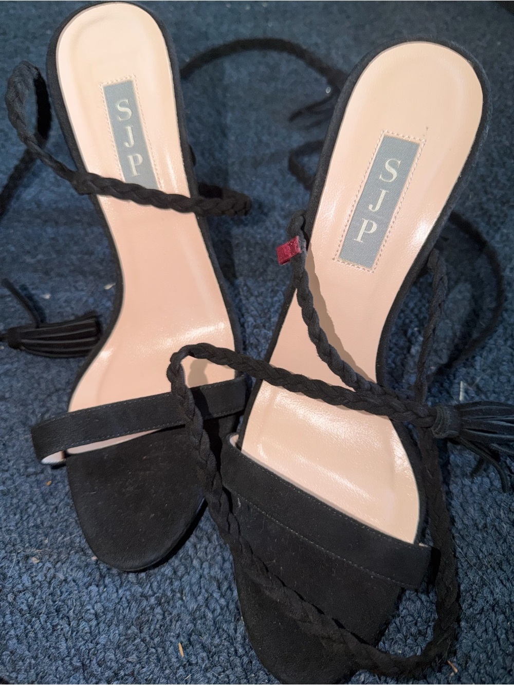 SJP by Sarah Jessica Parker Black Braided Lace-Up Sandals